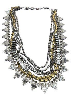 Stella & Dot Sutton Convertible Necklace Silvertone Goldtone Rhinestones